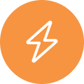 lightning bold icon orange background